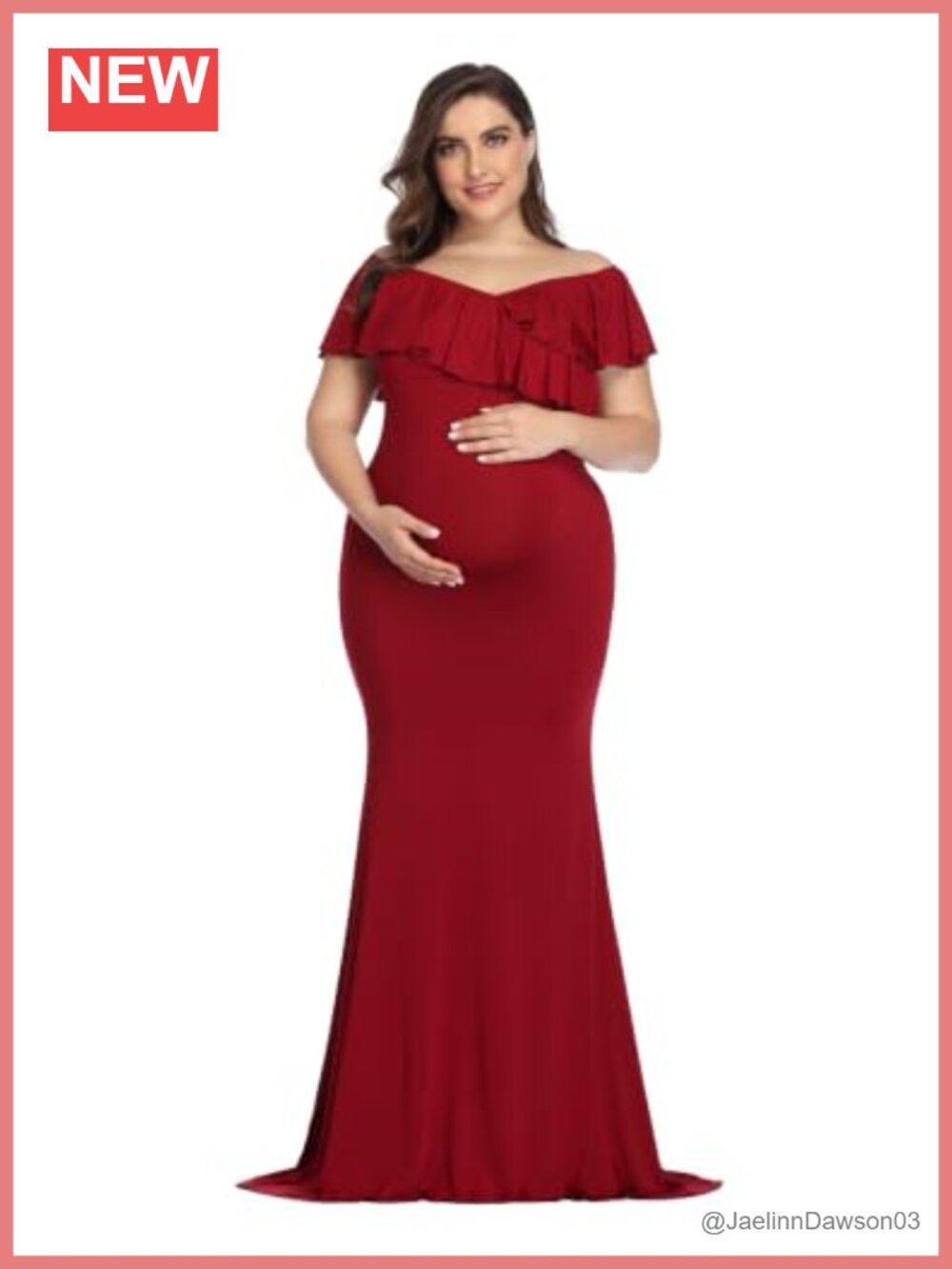 Maternity Photoshoot Dress Ruffle Sleeve Off Shoulder Mermaid Maxi Gown